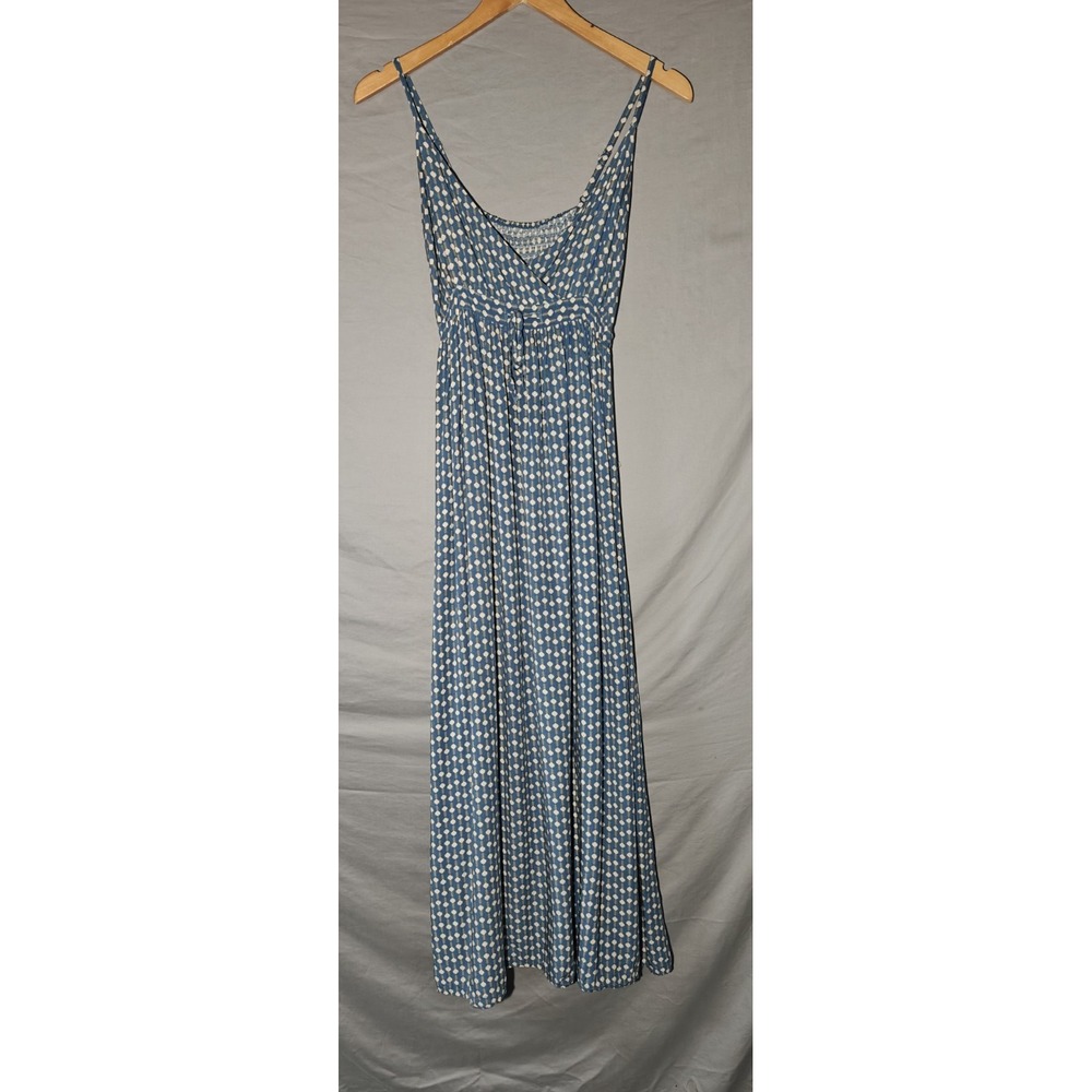 Vaposhop Maxi Dress blue & beige geometric Print Spaghetti Strap Small
